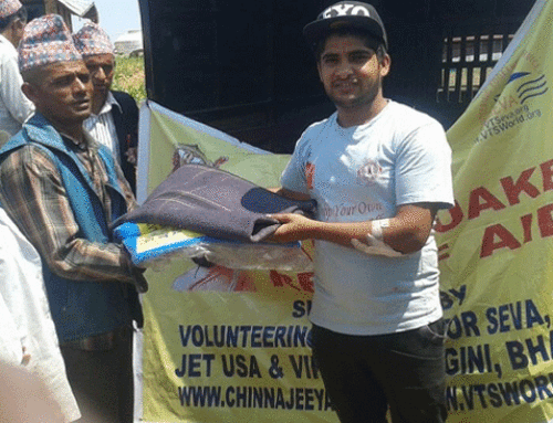Distribution of blankets and tents