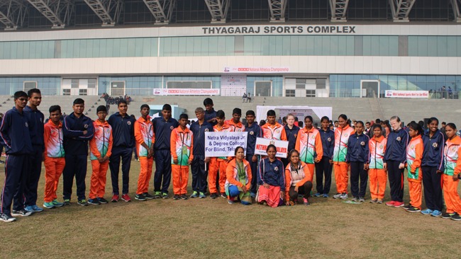 Nethra students win 32 medals and a Team championship award in IBSA sports meet.jpg