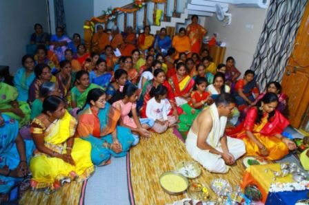 Dhanurmasam celebrated grandly by Maharastra Kinwat town Vikasa Tarangini kumkumarchana