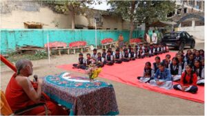 poems and hymns are recited to children in Peddapalli of Aurobindo School