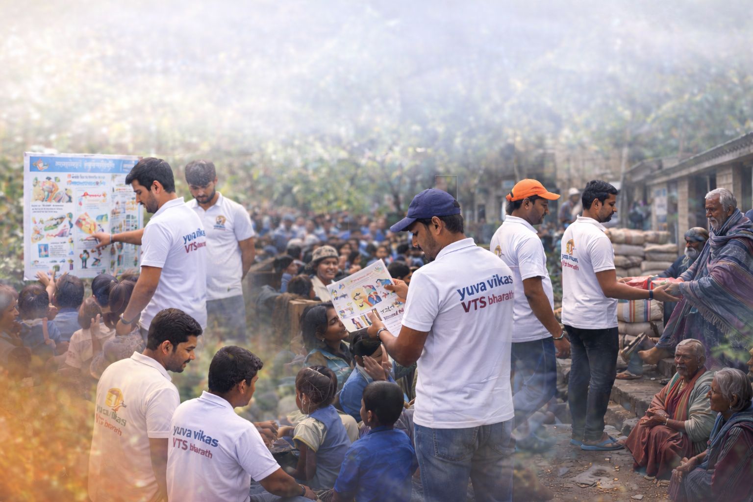 Volunteers engaging with communities in India