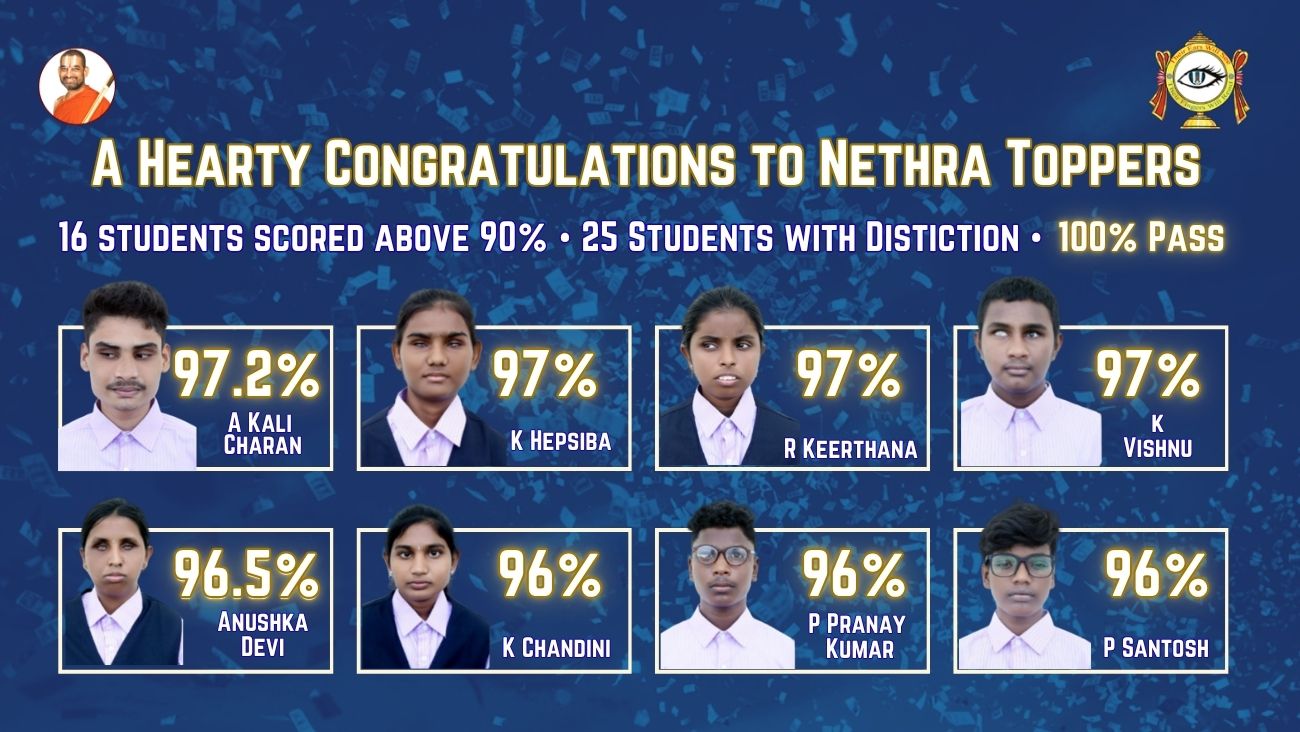 100% Success at Nethra Vidyalaya Varija – A Proud Moment of Blessings & Support